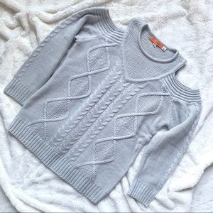 ONE A cold shoulder cable knit gray sweater medium